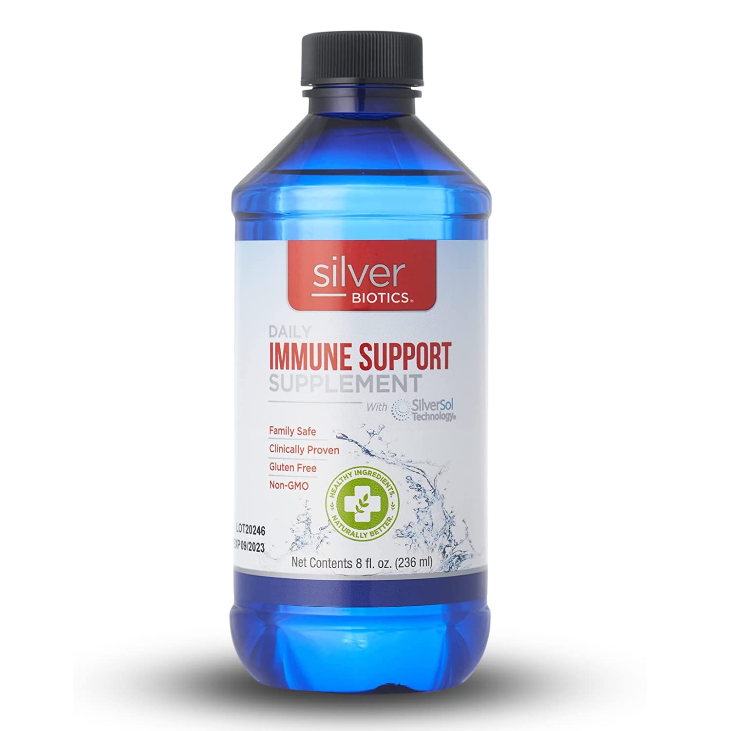American Biotech Labs SilverBiotics frontal mostrando diseño y beneficio claridad