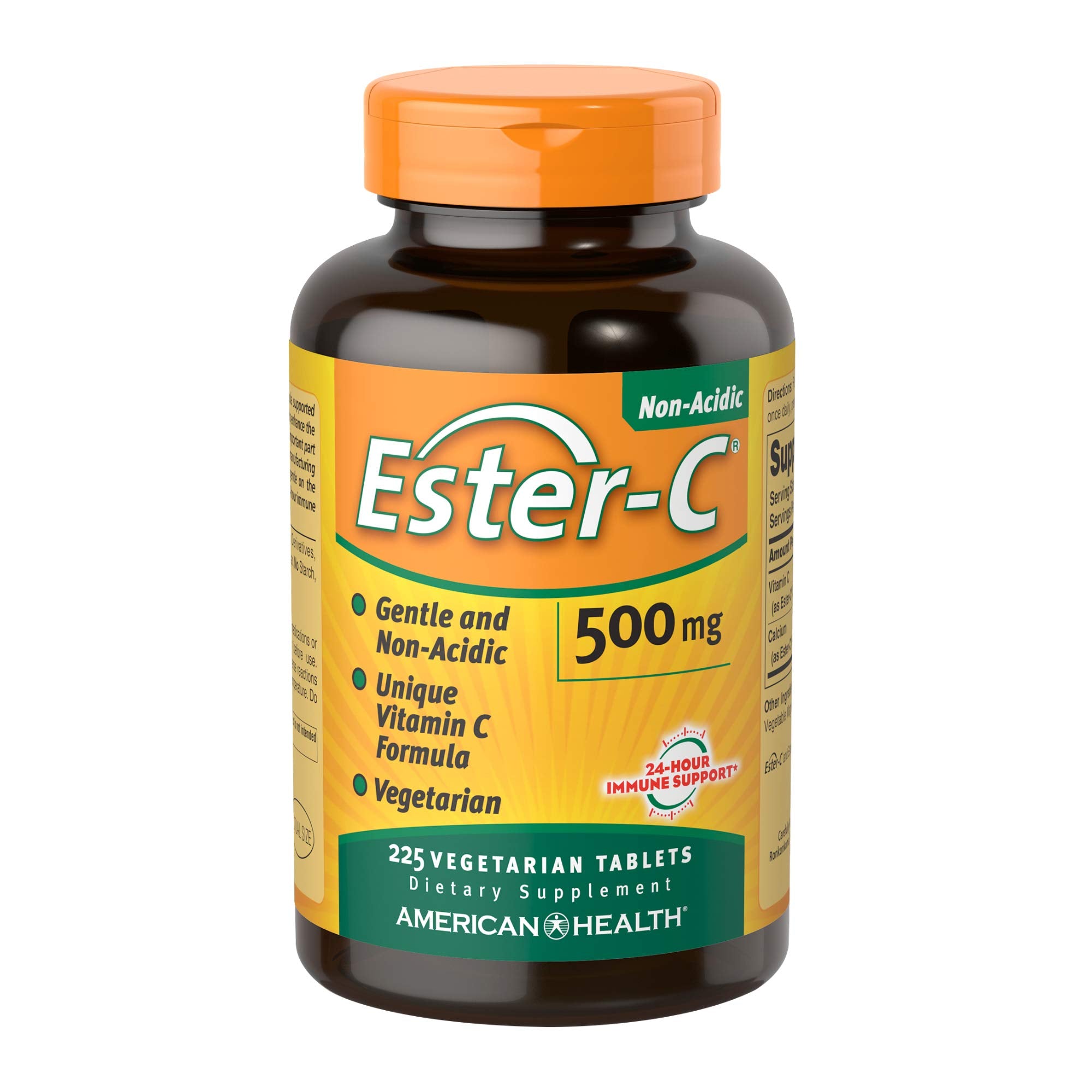 American Health Ester-C frente del empaque mostrando 225 tabletas y duración prolongada