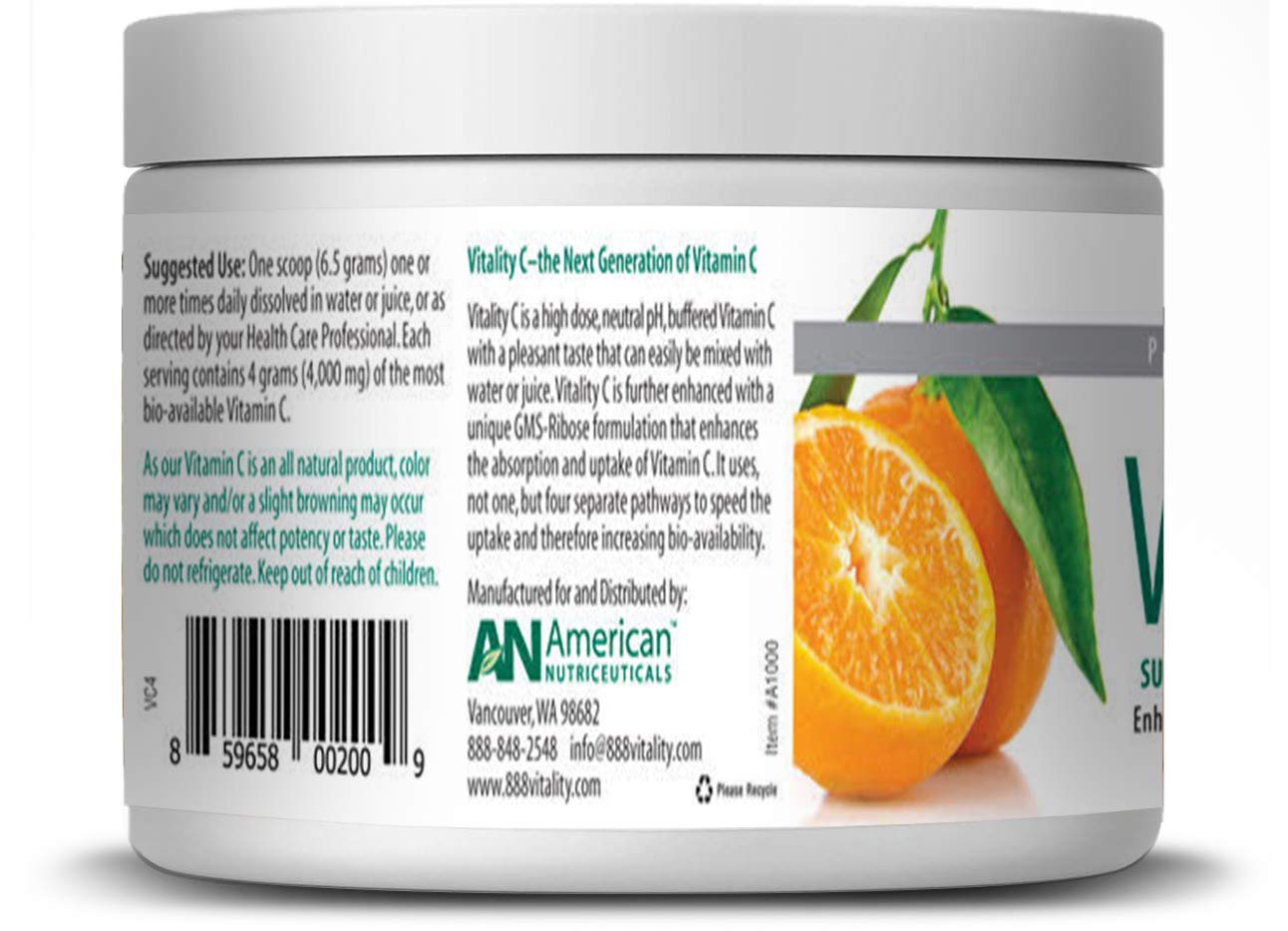 American Nutriceuticals comparación de tamaño para valorar la duración de 30 días
