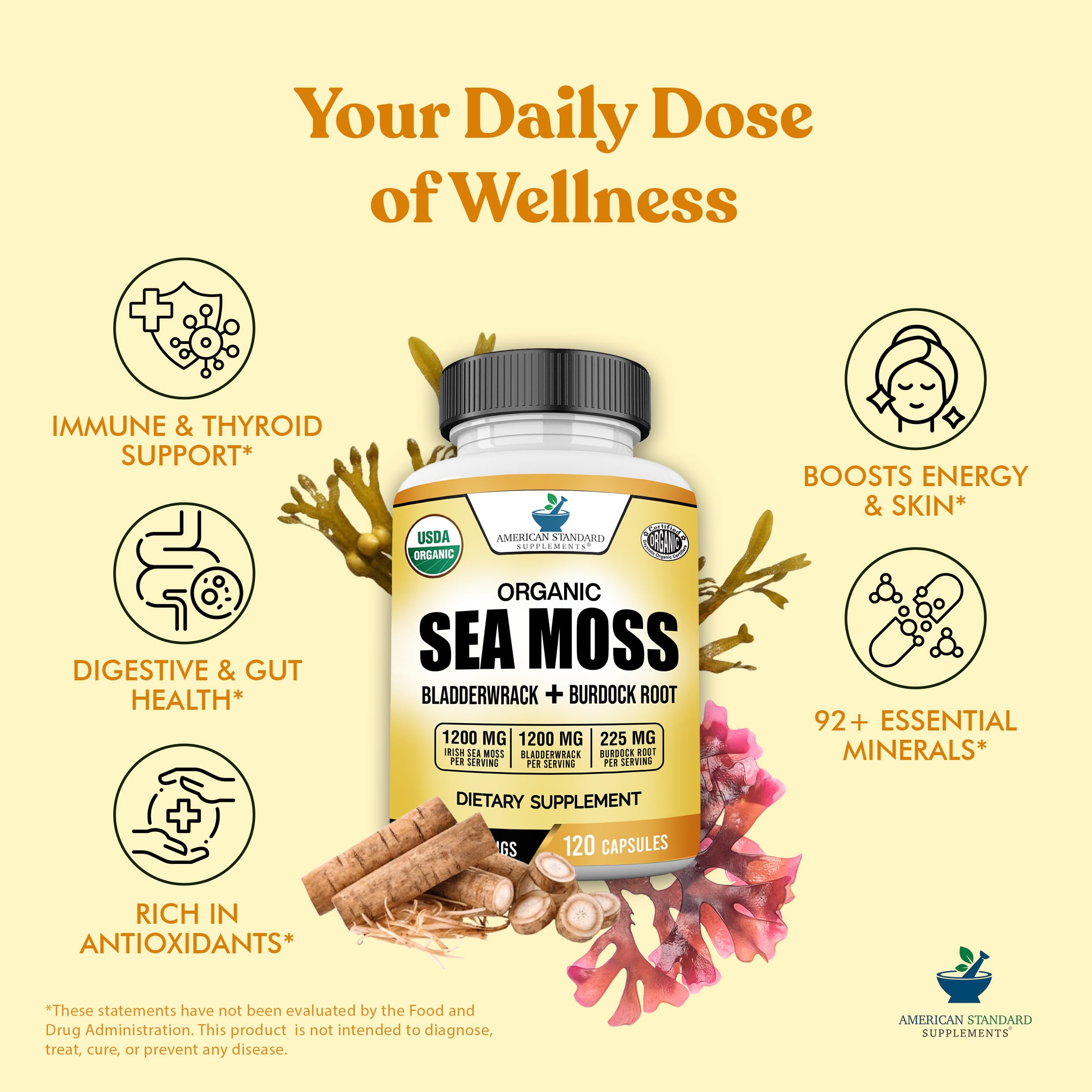 American Standard Supplements etiqueta nutricional legible con dosis por servicio destacada