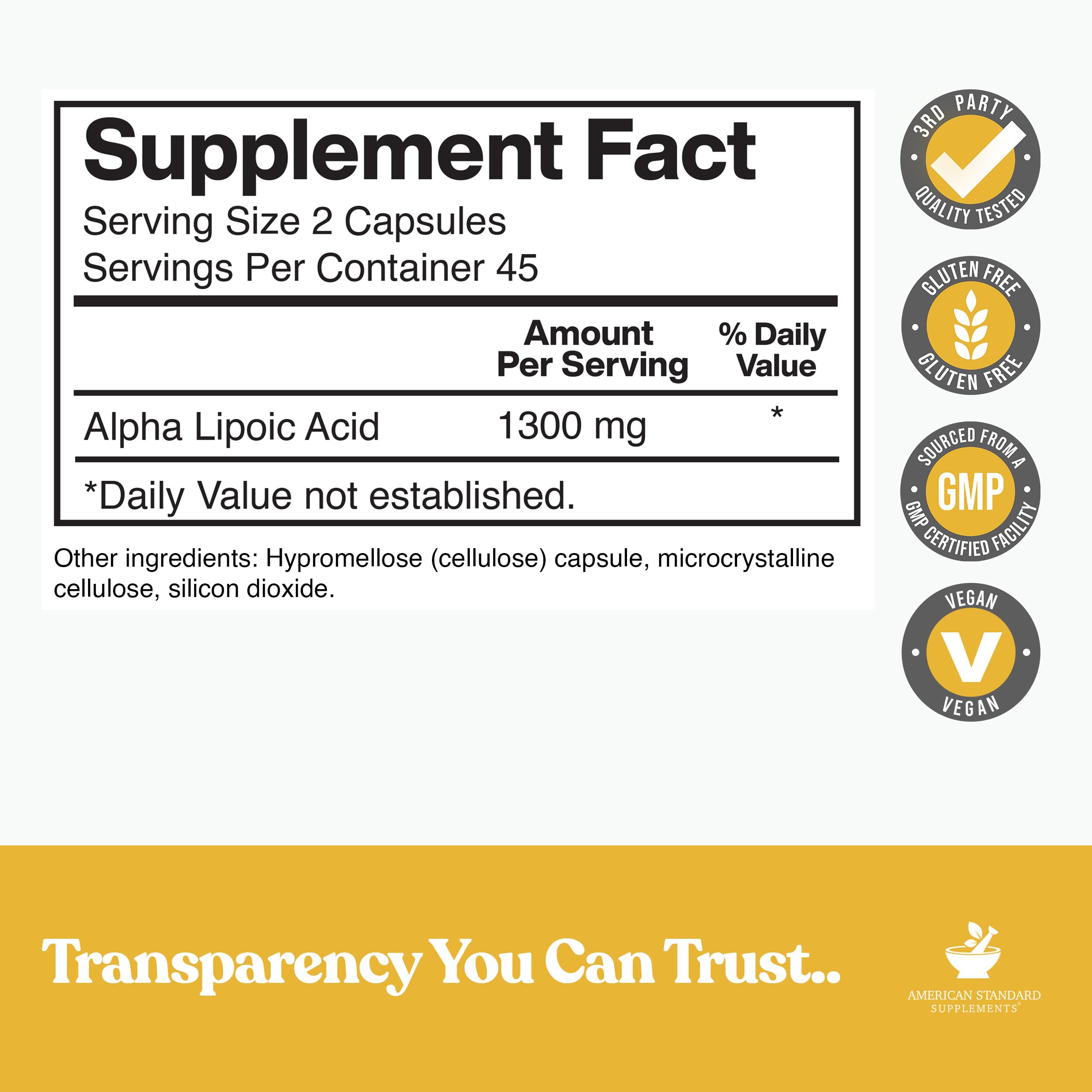 American Standard Supplements primer plano de cápsula para apreciar textura y calidad