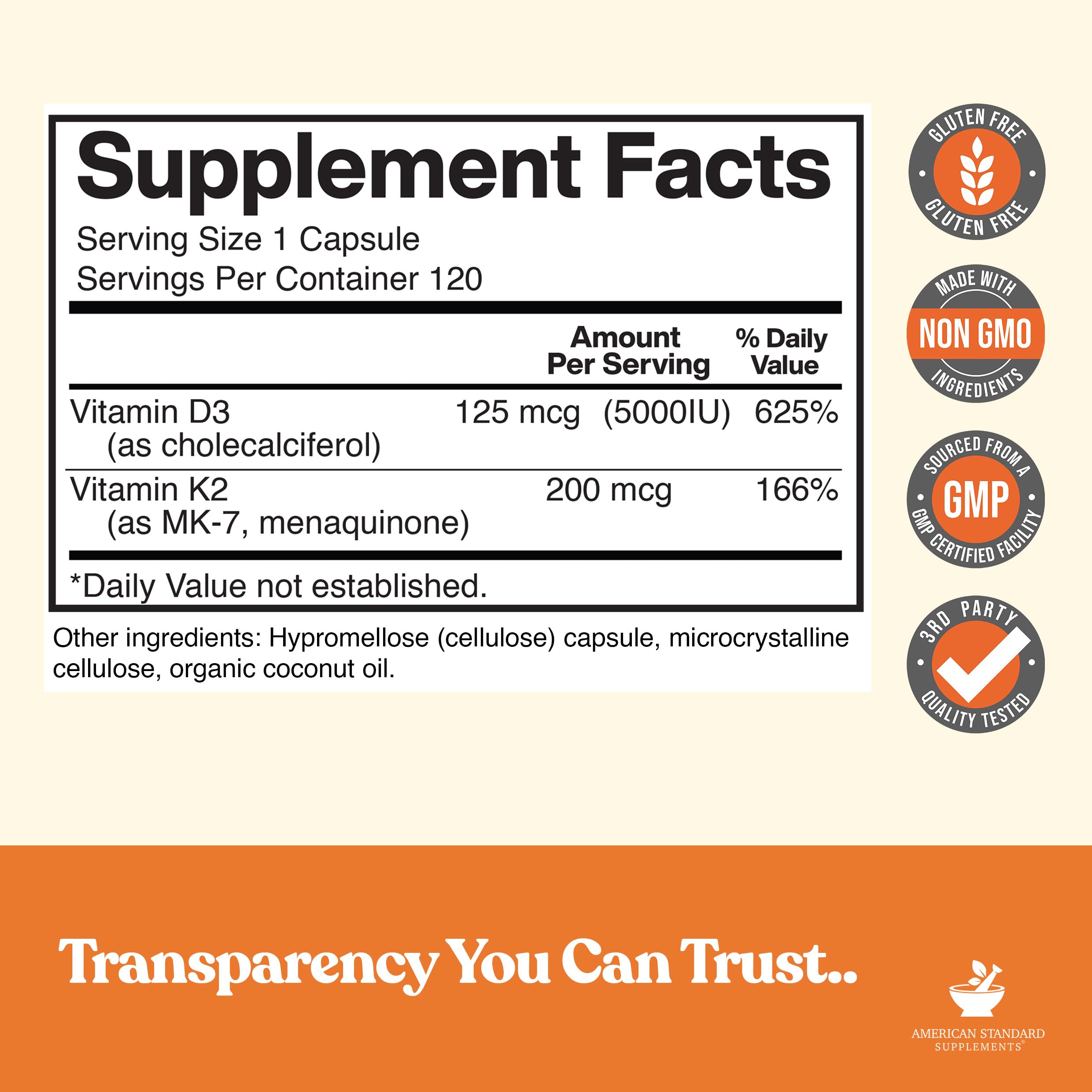 American Standard Supplements cápsula en mano indicando fácil toma diaria