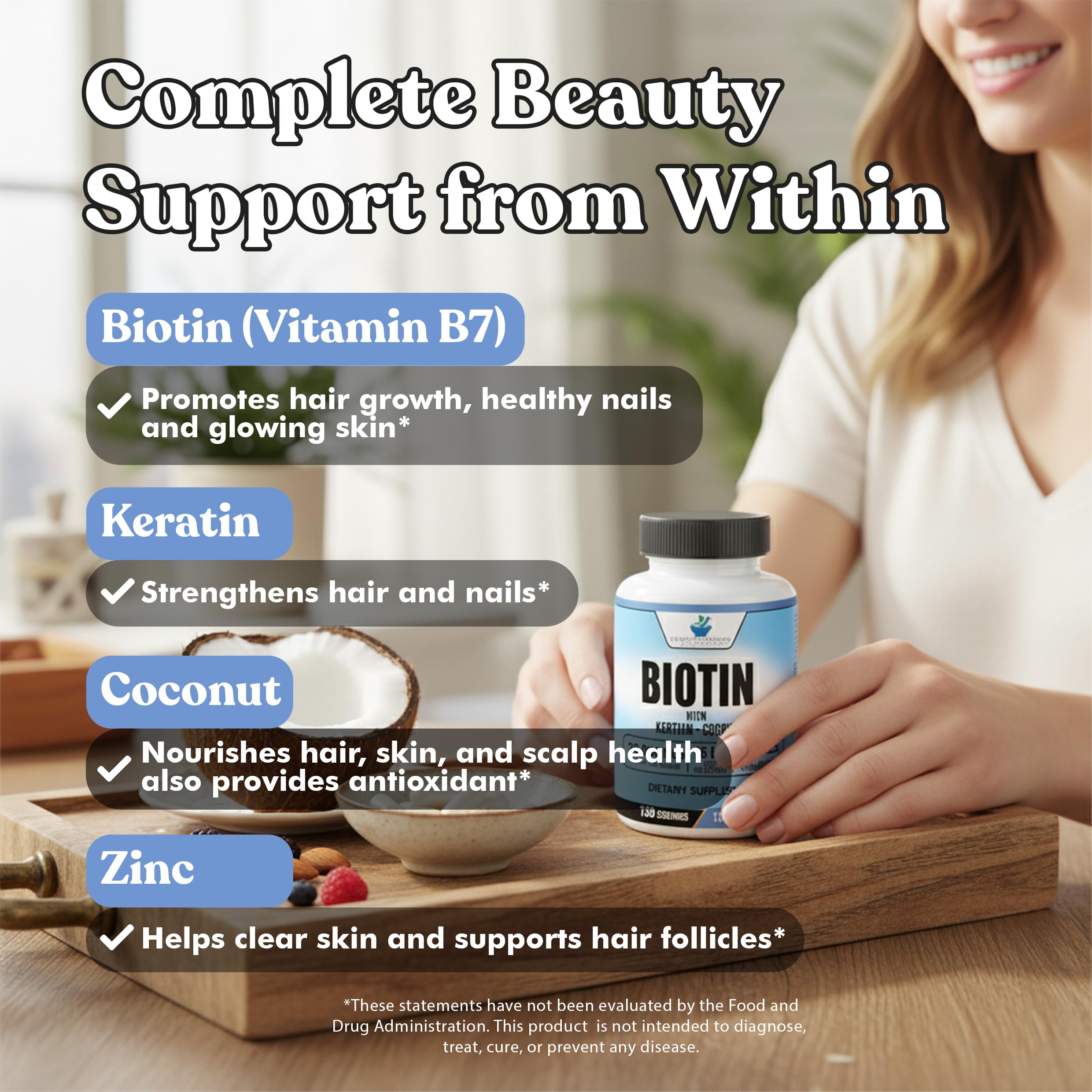 American Standard Supplements keratina y zinc representados juntos como apoyo nutritivo