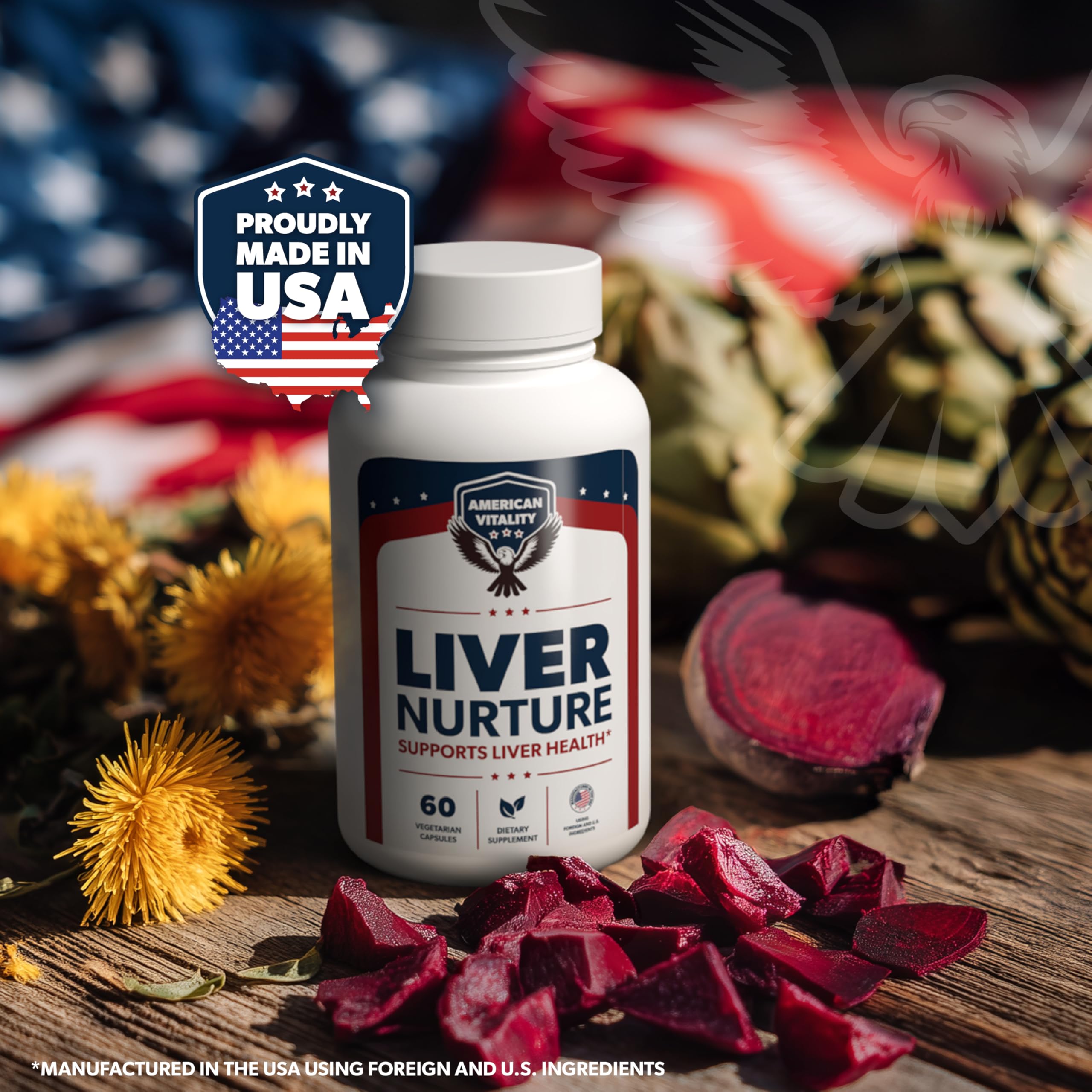 AMERICAN VITALITY cardo mariano y alcachofa en primer plano, ingredientes naturales