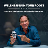 AMERICAN VITALITY envase en mano para comparar tamaño y dosificación práctica