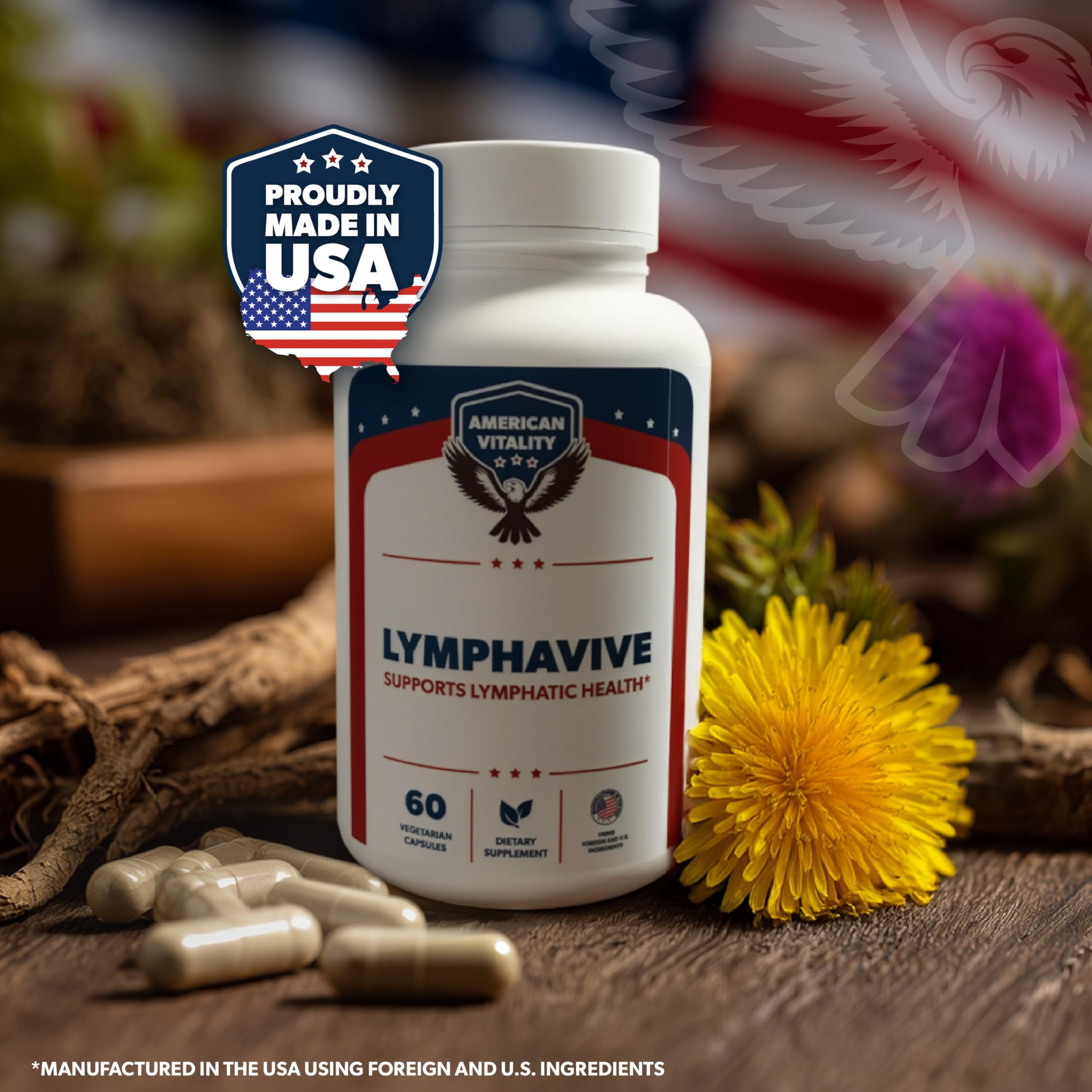 AMERICAN VITALITY persona tomando LymphaVive integrándolo en su rutina diaria