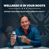 AMERICAN VITALITY etiqueta de LymphaVive con lista de ingredientes y certificaciones