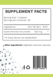 AMG Naturals etiqueta con lista de ingredientes y sello de pruebas por terceros