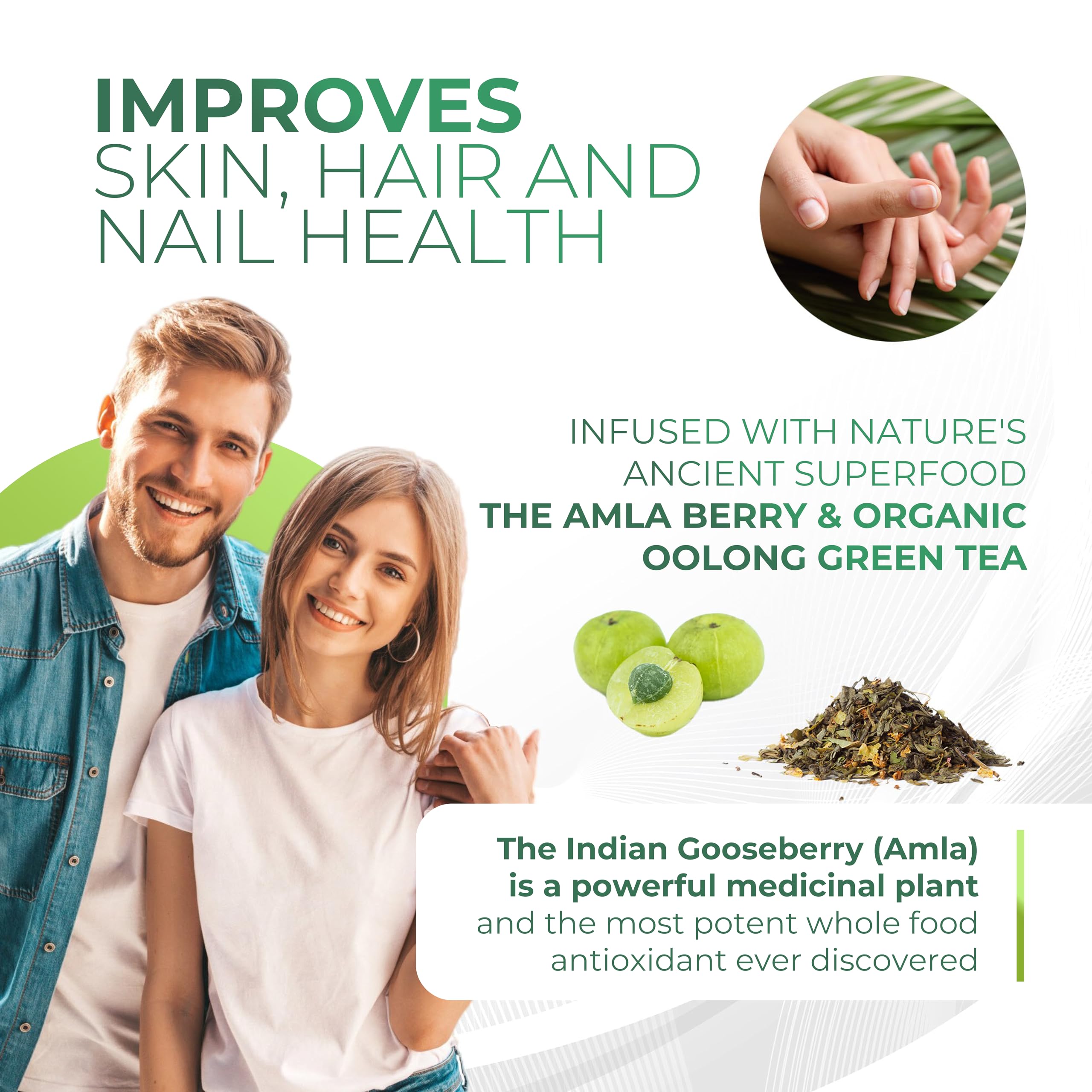 Amla Green cucharada con porción, control de dosis y conveniencia