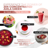 Etiqueta de Amla Green con lista de ingredientes y certificaciones