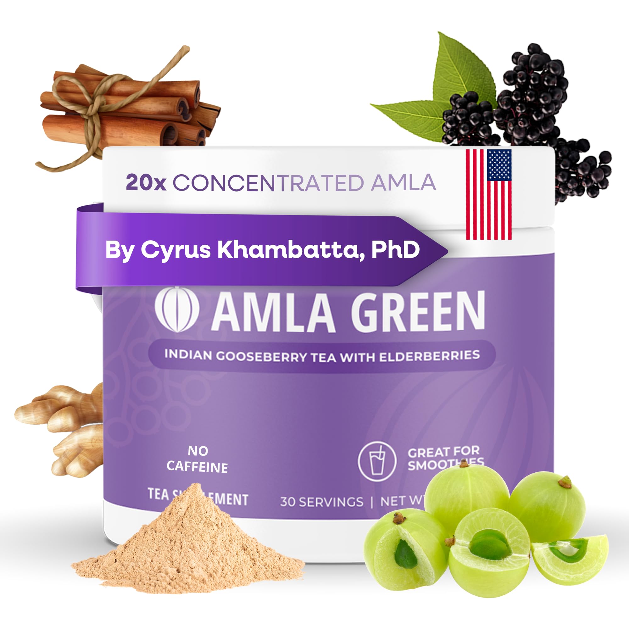 Amla Green frasco delantero mostrando el envase y beneficios diarios