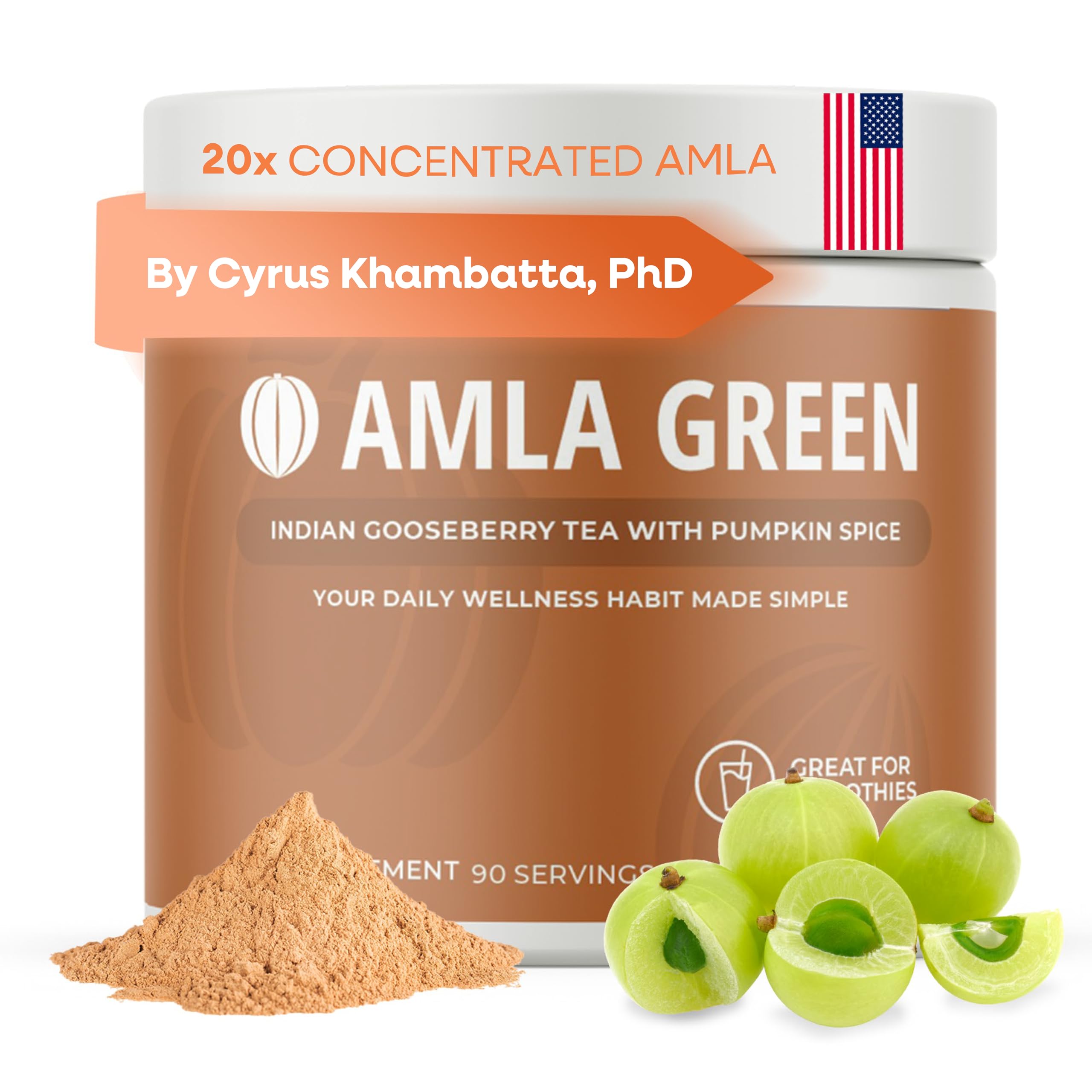 Amla Green envase frontal mostrando la marca y beneficios antioxidantes