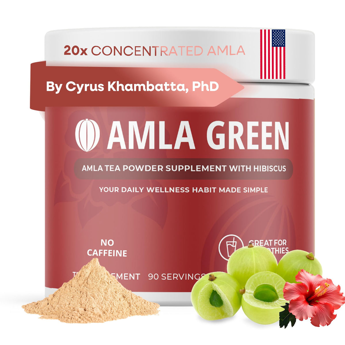 Amla Green frente del envase mostrando marca y beneficios antioxidantes