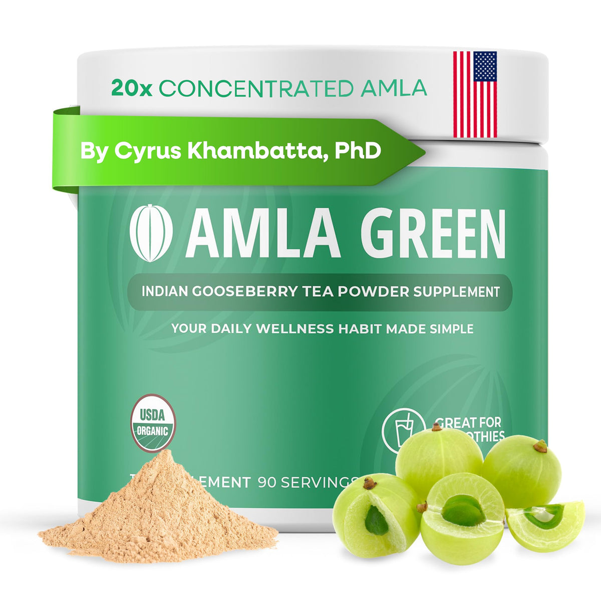 Amla Green vista frontal del envase mostrando diseño y formato práctico
