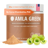 Amla Green envase frontal mostrando la marca y beneficios antioxidantes