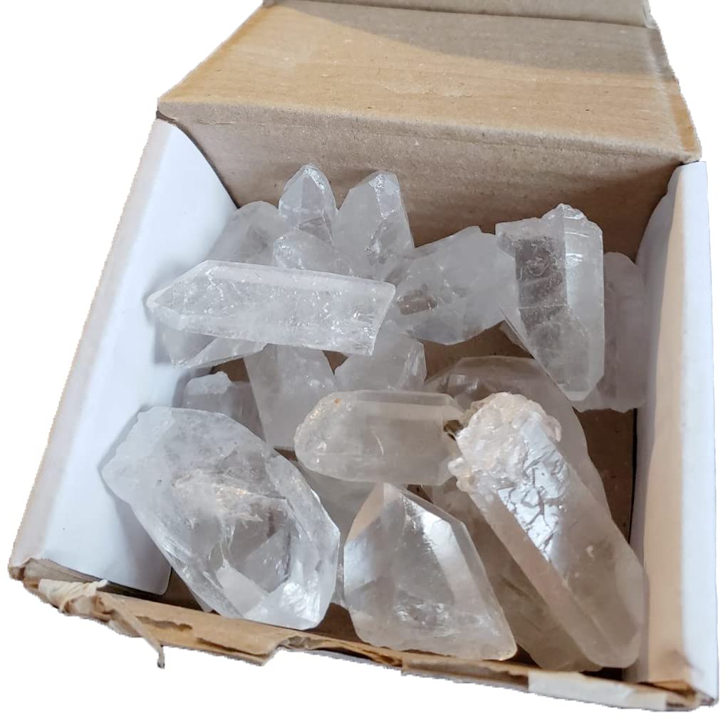 AMOYSTONE caja frontal con puntas de cuarzo claro, muestra protección
