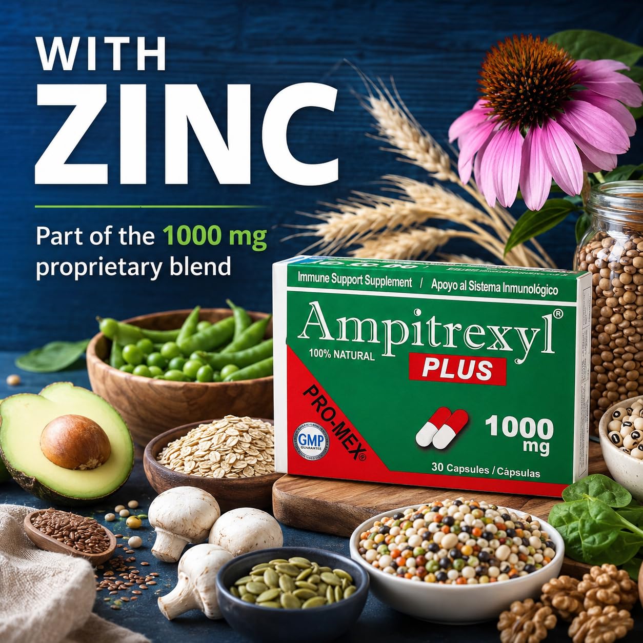 Ampitrexyl etiqueta legible con lista de ingredientes y dosificación segura