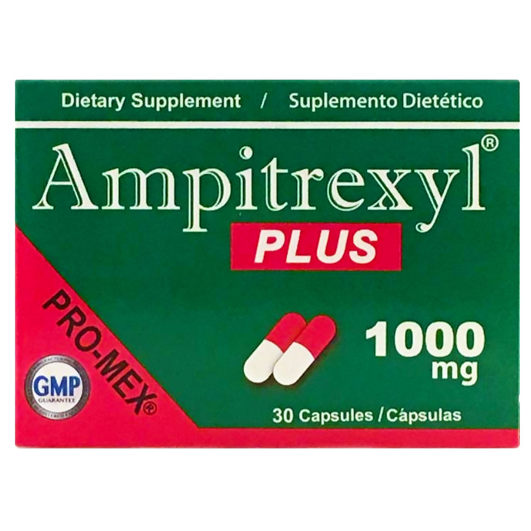 Ampitrexyl frasco fronta l mostrando 30 cápsulas y diseño claro