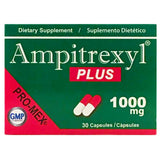 Ampitrexyl frasco fronta l mostrando 30 cápsulas y diseño claro