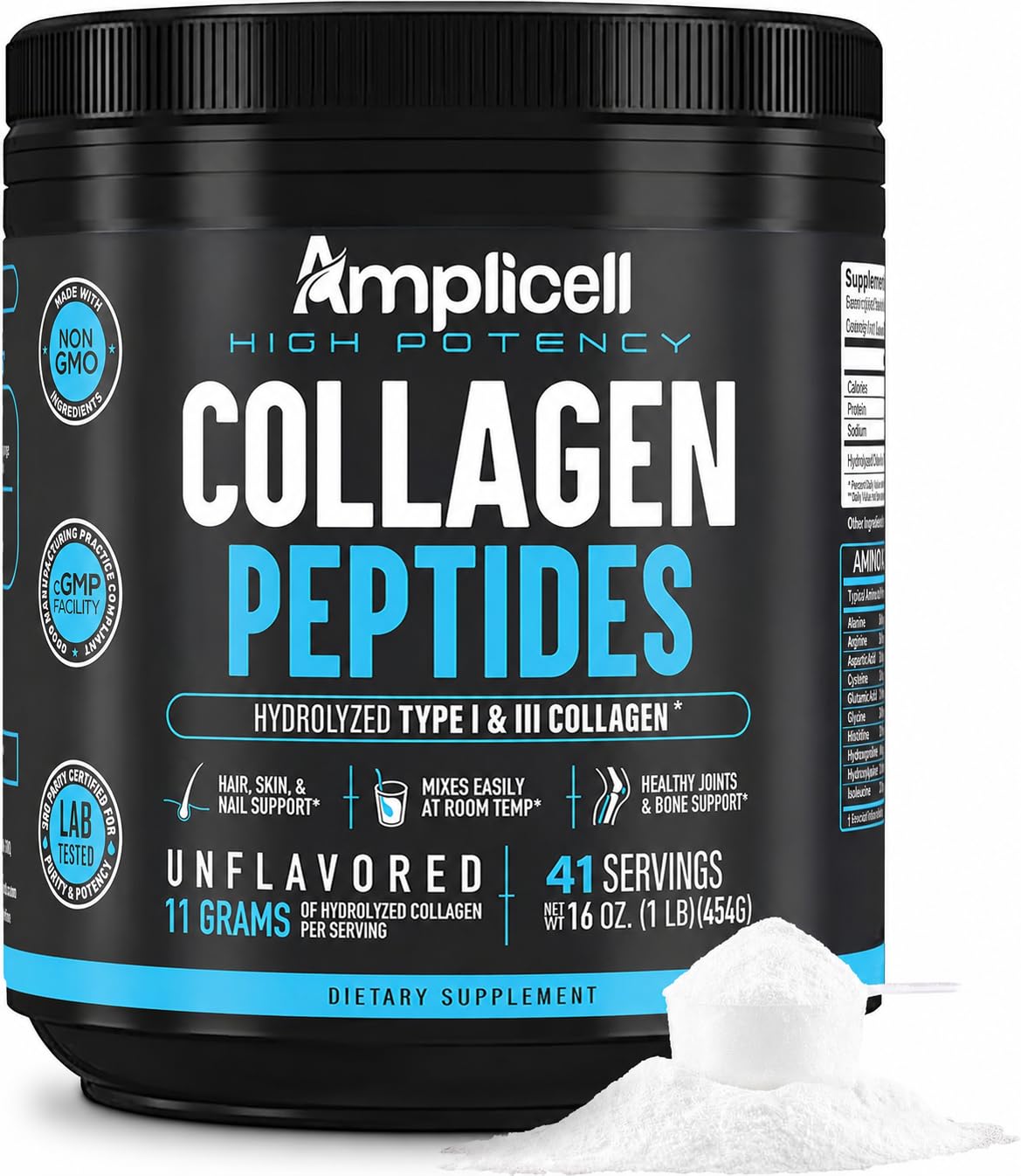 Amplicell envase frontal mostrando diseño y porciones