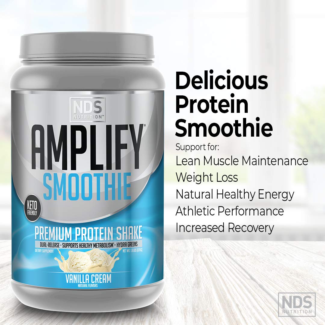 AMPLIFY detalle de proteínas en polvo que destaca la mezcla de whey y huevo para recuperación