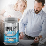 AMPLIFY preparación en licuadora demostrando mezcla homogénea y uso práctico diario