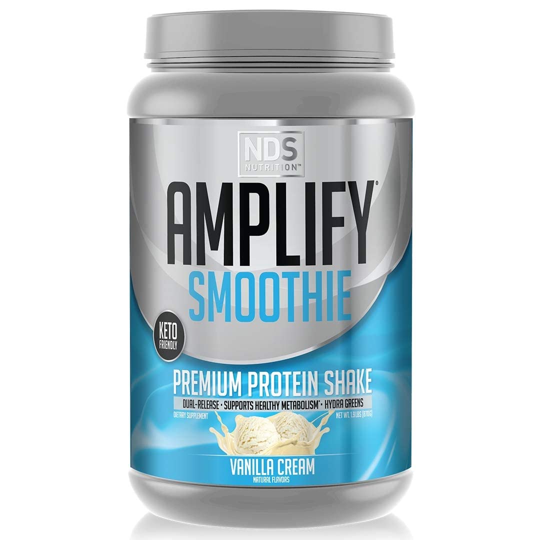 AMPLIFY frente del envase mostrando la marca y el sabor vainilla para elegir con confianza