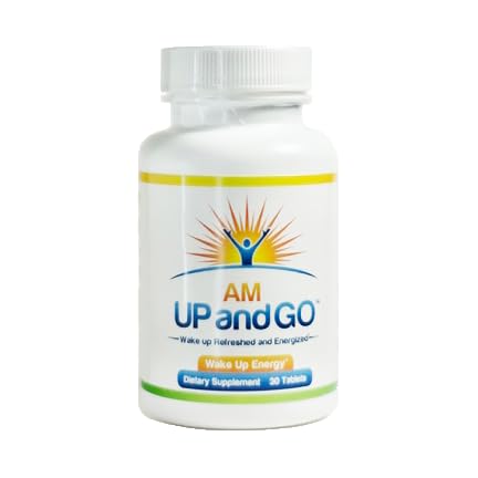 amUPandGO frente del empaque mostrando tabletas y beneficio de despertar energizado