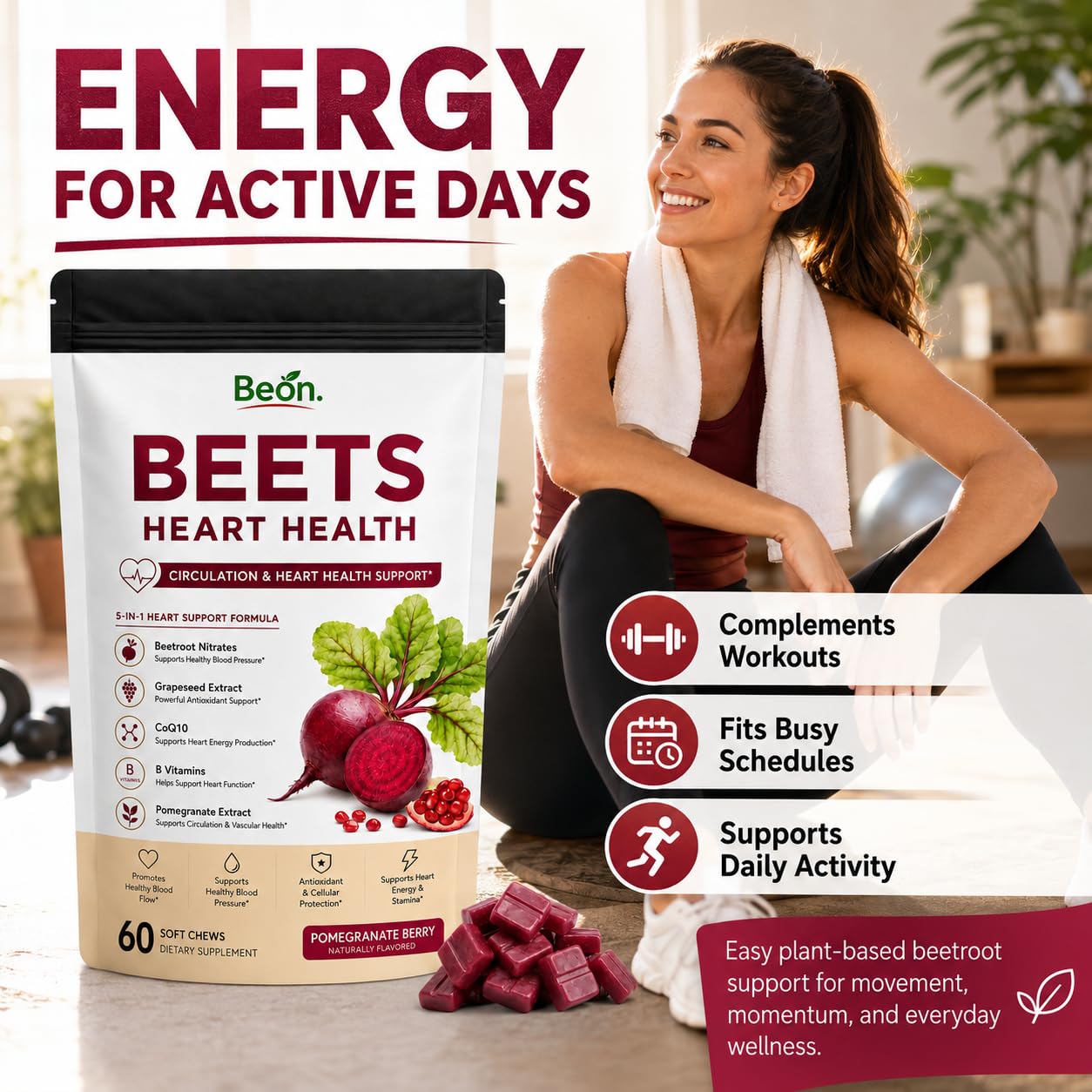 Amvora Beon etiqueta nutricional legible, transparencia en ingredientes y dosis
