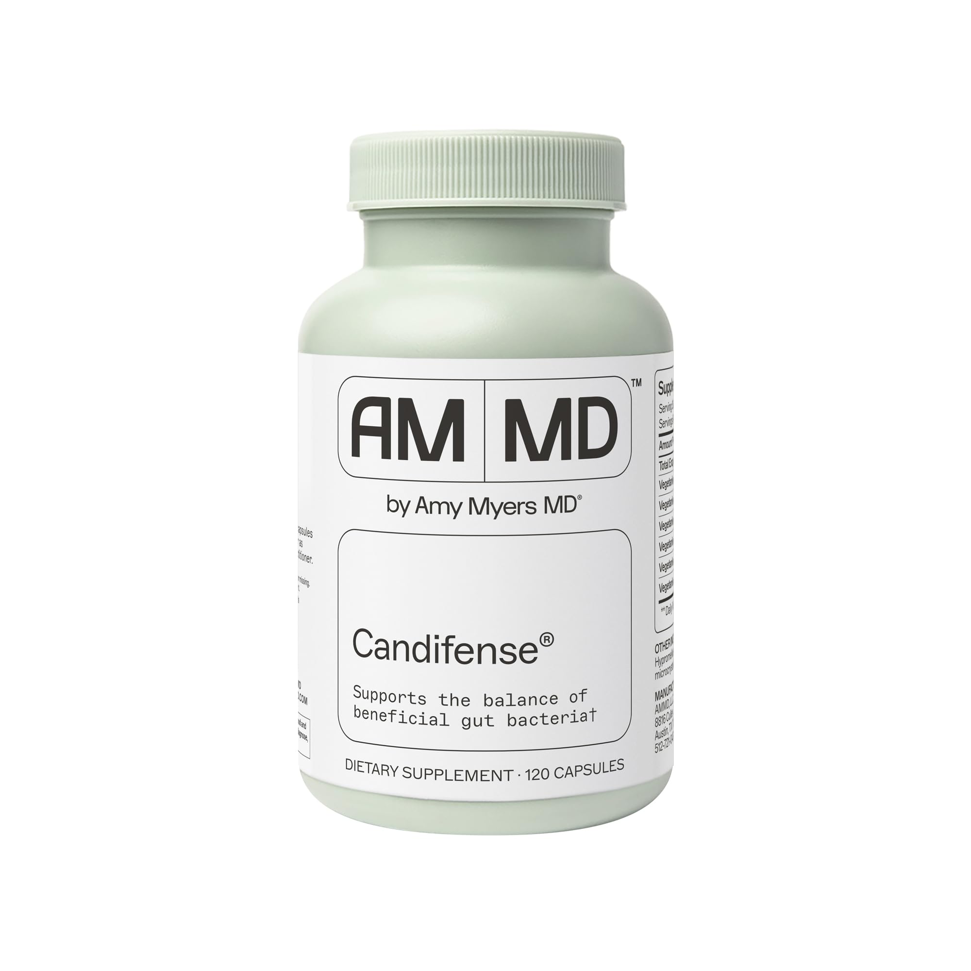 Amy Myers MD frasco frontal mostrando etiqueta y beneficio digestivo
