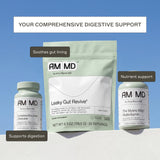 Amy Myers MD producto junto a desayuno para apoyar digestión diaria