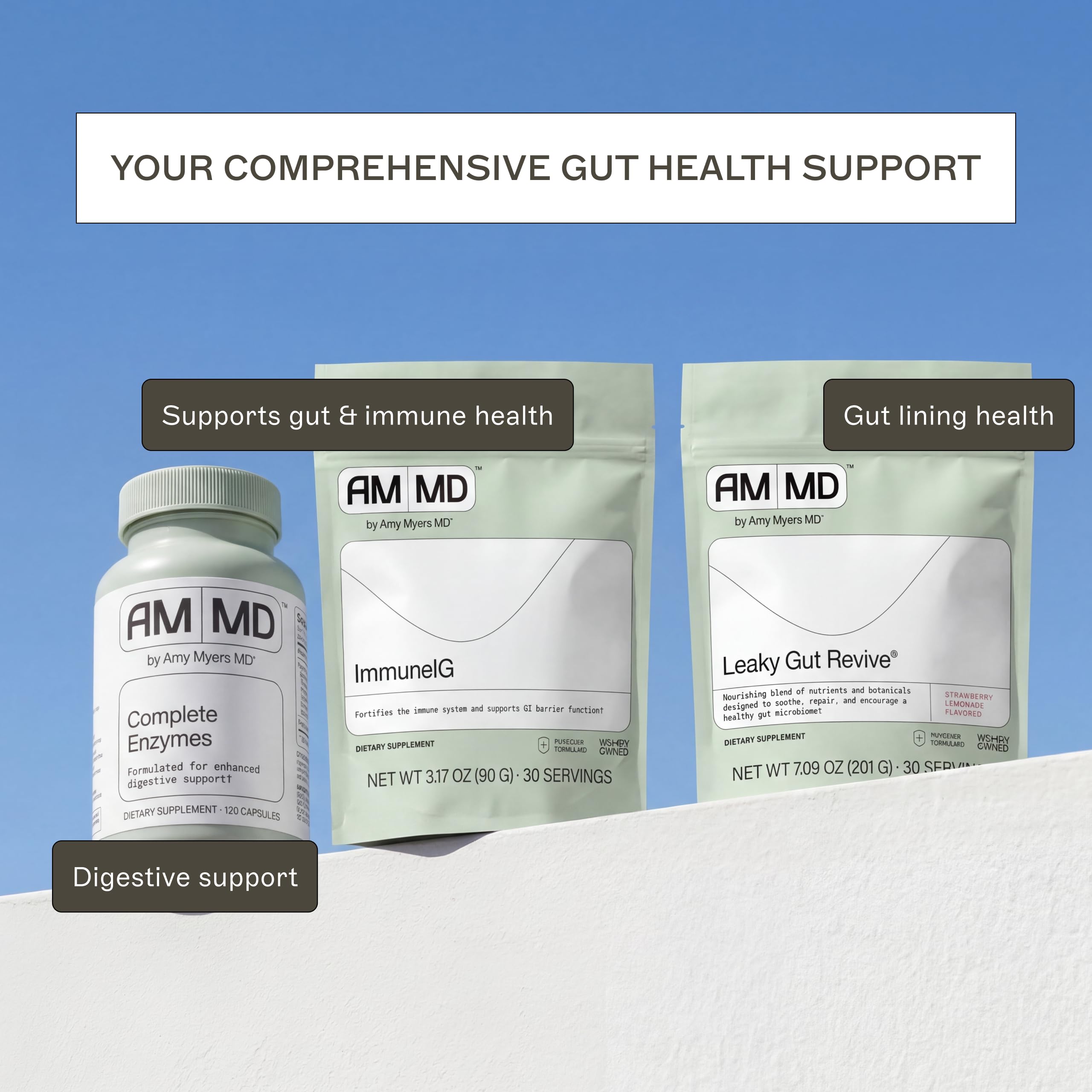 Amy Myers MD producto en escena lifestyle promoviendo bienestar digestivo