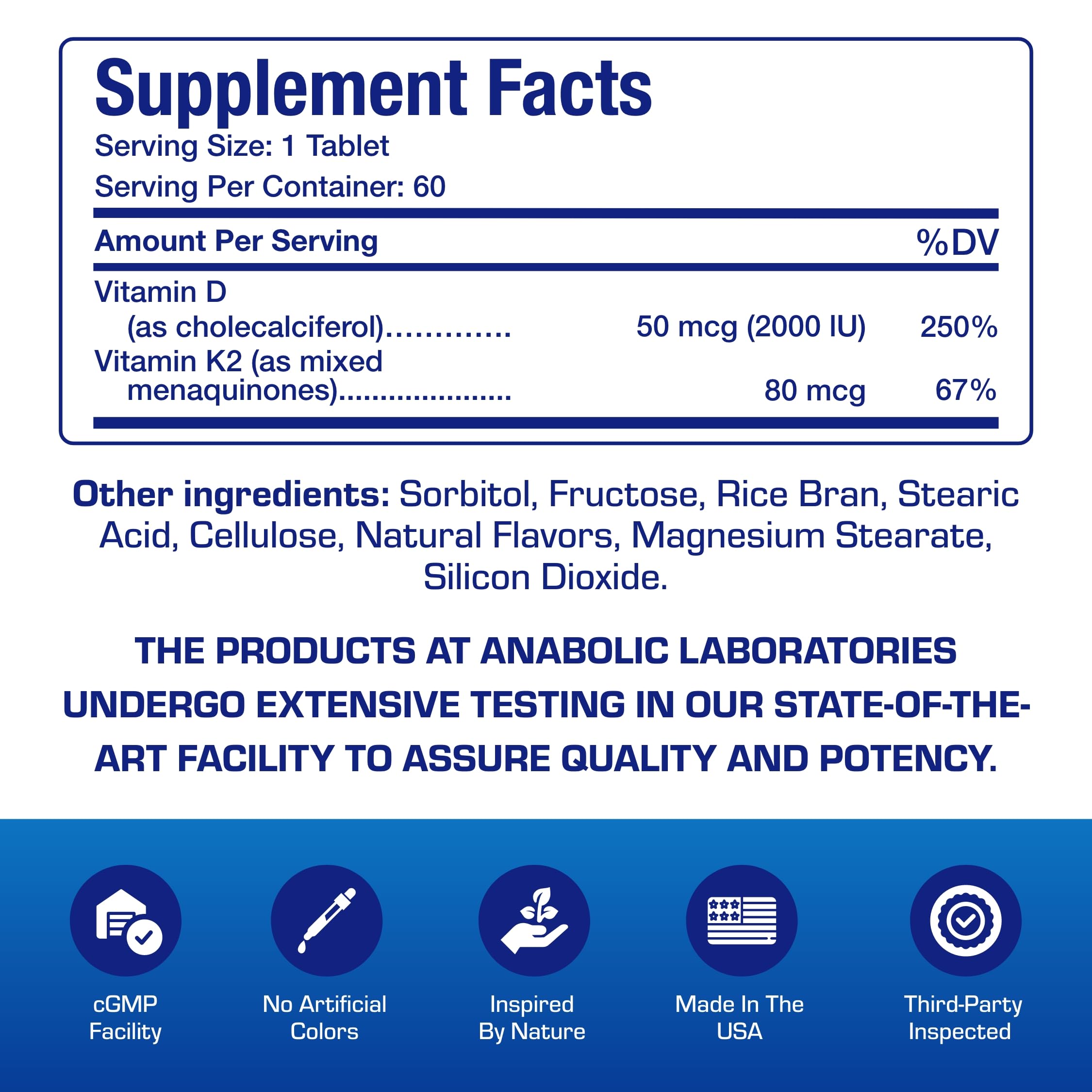 Anabolic Laboratories caja abierta mostrando tabletas, presentación para 60 días