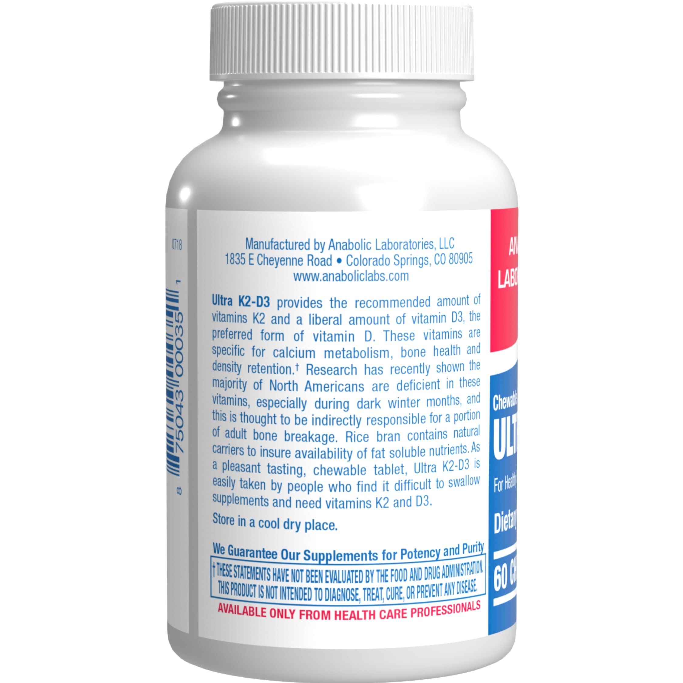 Anabolic Laboratories tableta masticable vista cercana, diseño práctico para adultos