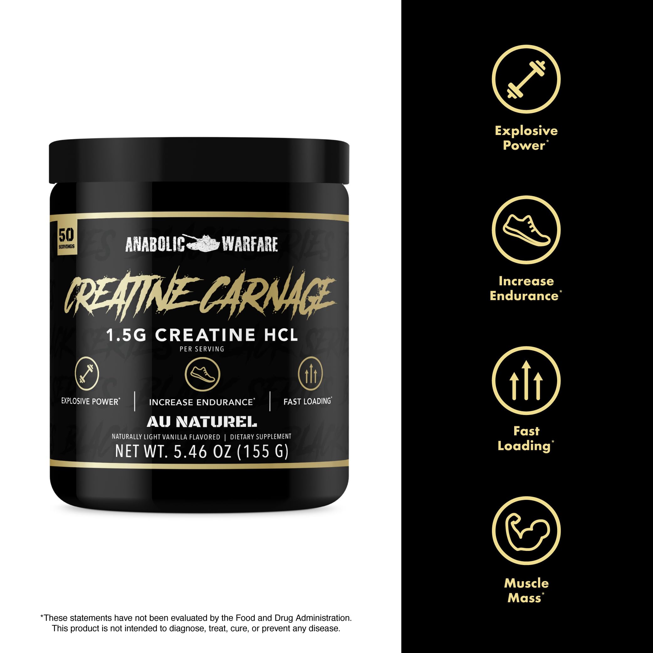 Anabolic Warfare creatine carnage textura del polvo muy soluble para fácil mezcla