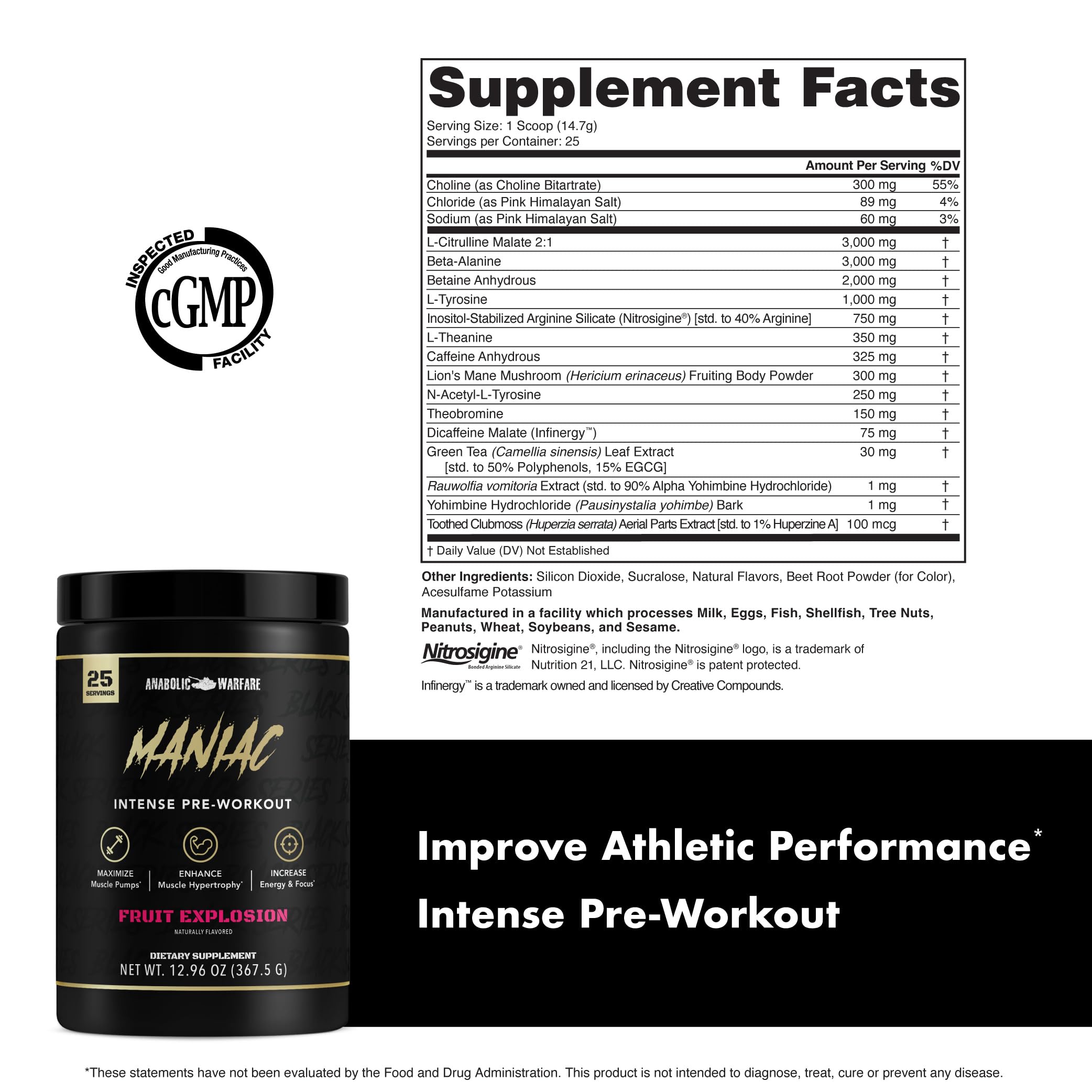 Anabolic Warfare maniaco scoop al lado del bote para comparar dosis y control