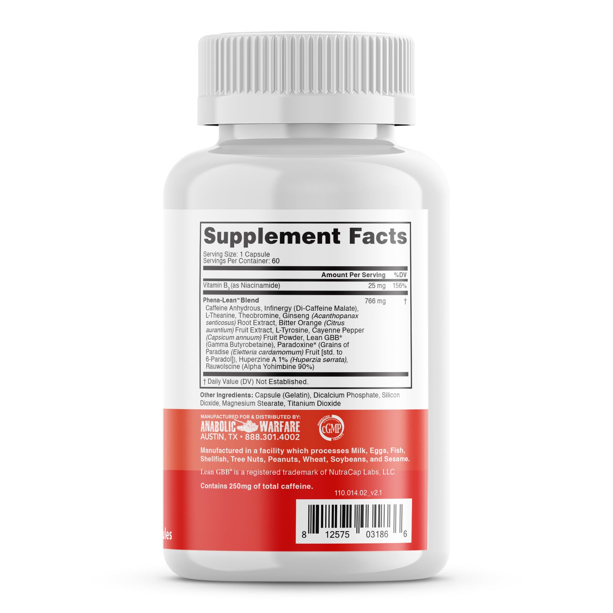 Anabolic Warfare cápsulas apiladas de Phena-Lean enfocadas a consumo fácil