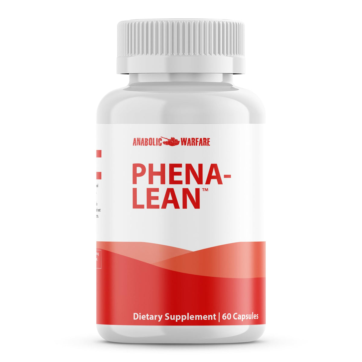 Anabolic Warfare frasco frontal Phena-Lean mostrando diseño y dosis claras