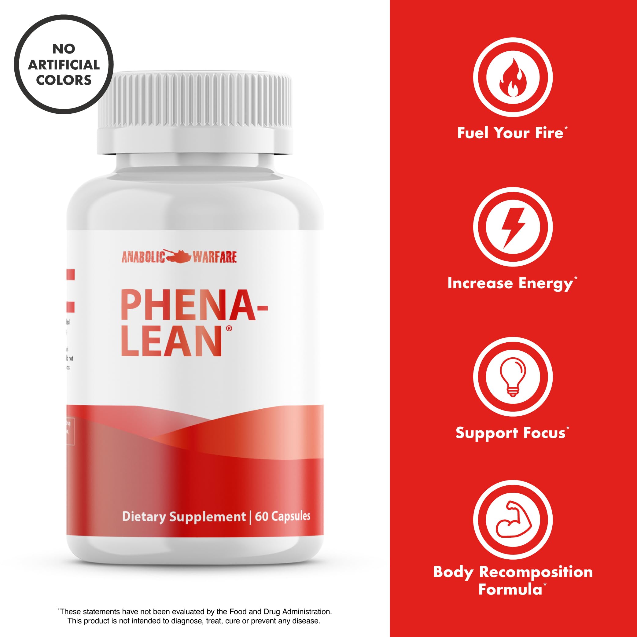 Anabolic Warfare detalle de la textura de la cápsula Phena-Lean para confianza