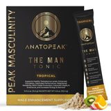 ANATOPEAK Man Tonic vista frontal del envase que muestra el diseño tropical y portabilidad