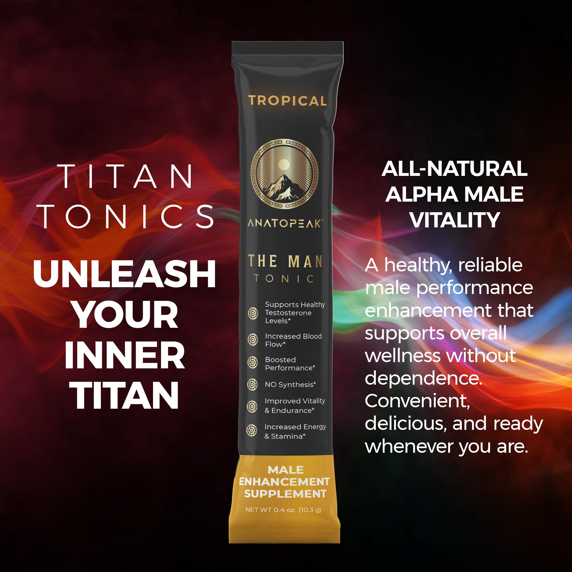 ANATOPEAK Man Tonic sobre abierto con polvo listo para mezclar, conveniente para viajes