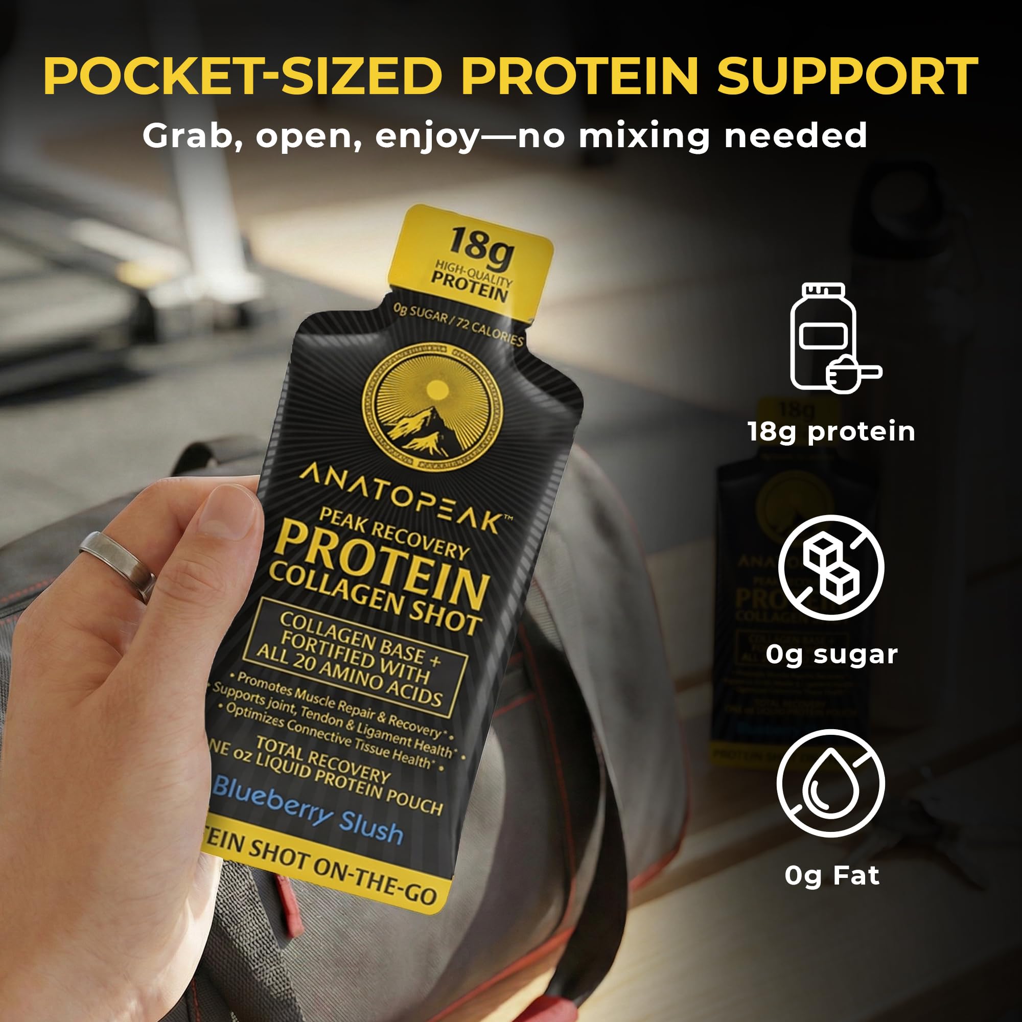 ANATOPEAK shot en mano listo para consumo inmediato tras ejercicio