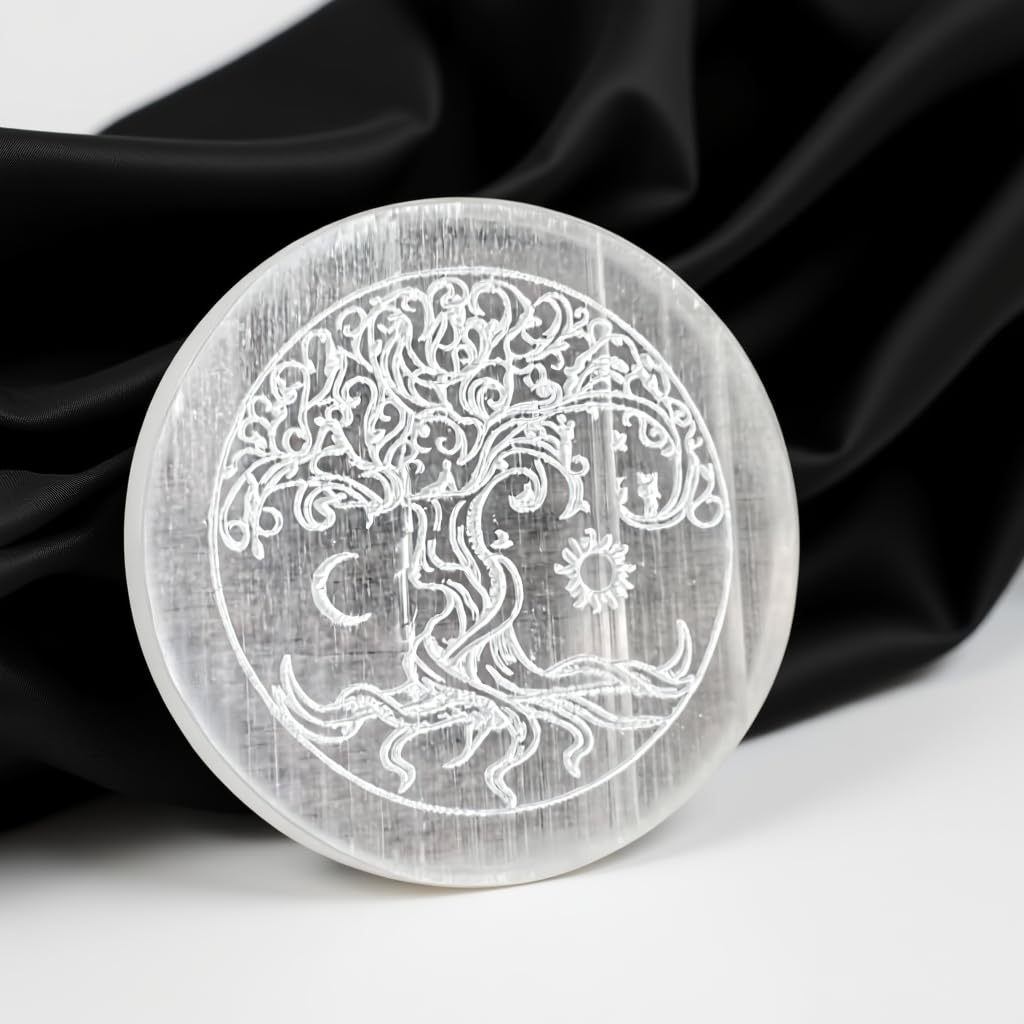 ANAYA AGATE grabado Árbol de la Vida visible en la placa para enfoque simbólico