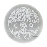 ANAYA AGATE placa selenita frontal mostrando el disco pulido y diseño elegante