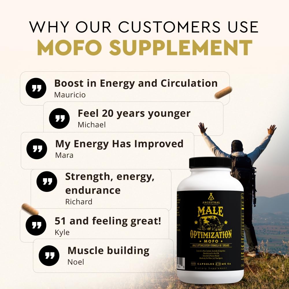 Escena lifestyle con Ancestral Mofo que sugiere energía y nutrición masculina