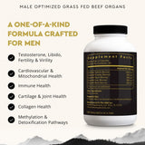 Detalle de la etiqueta Ancestral Supplements con lista de órganos y beneficios claros