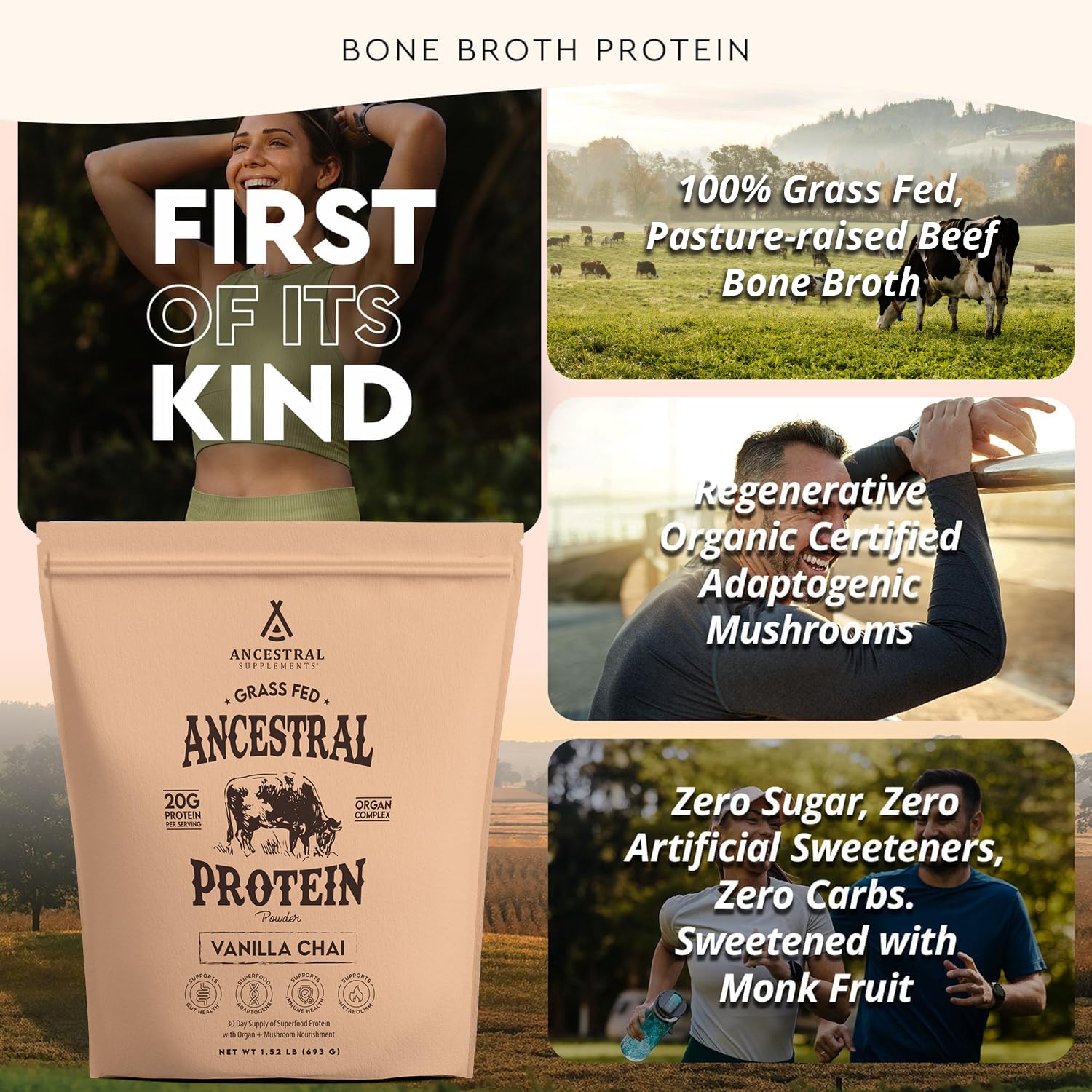 Ancestral Supplements vaso preparado con bebida chai vainilla listo para consumir