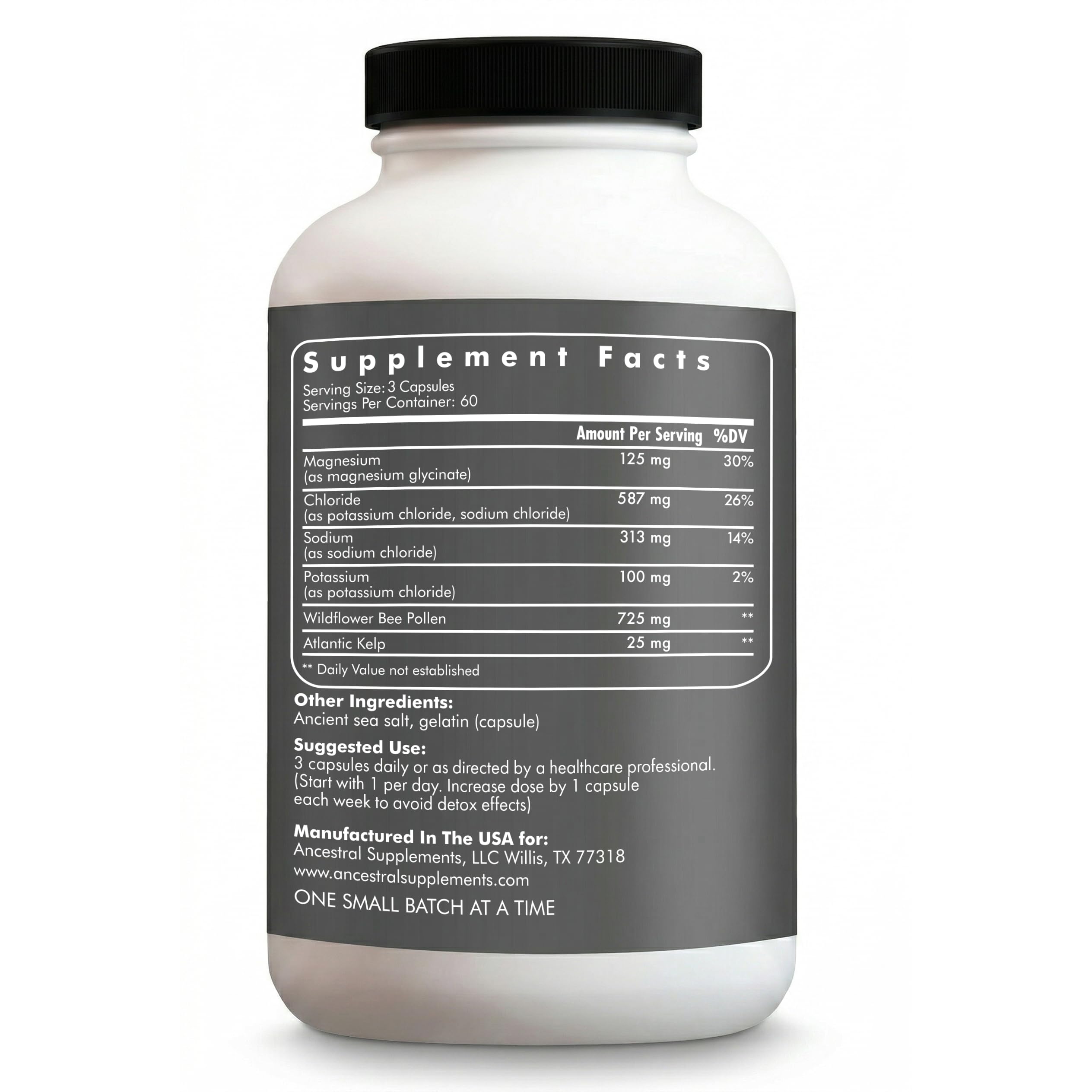 Ancestral Supplements cápsulas en primer plano detalle y textura natural