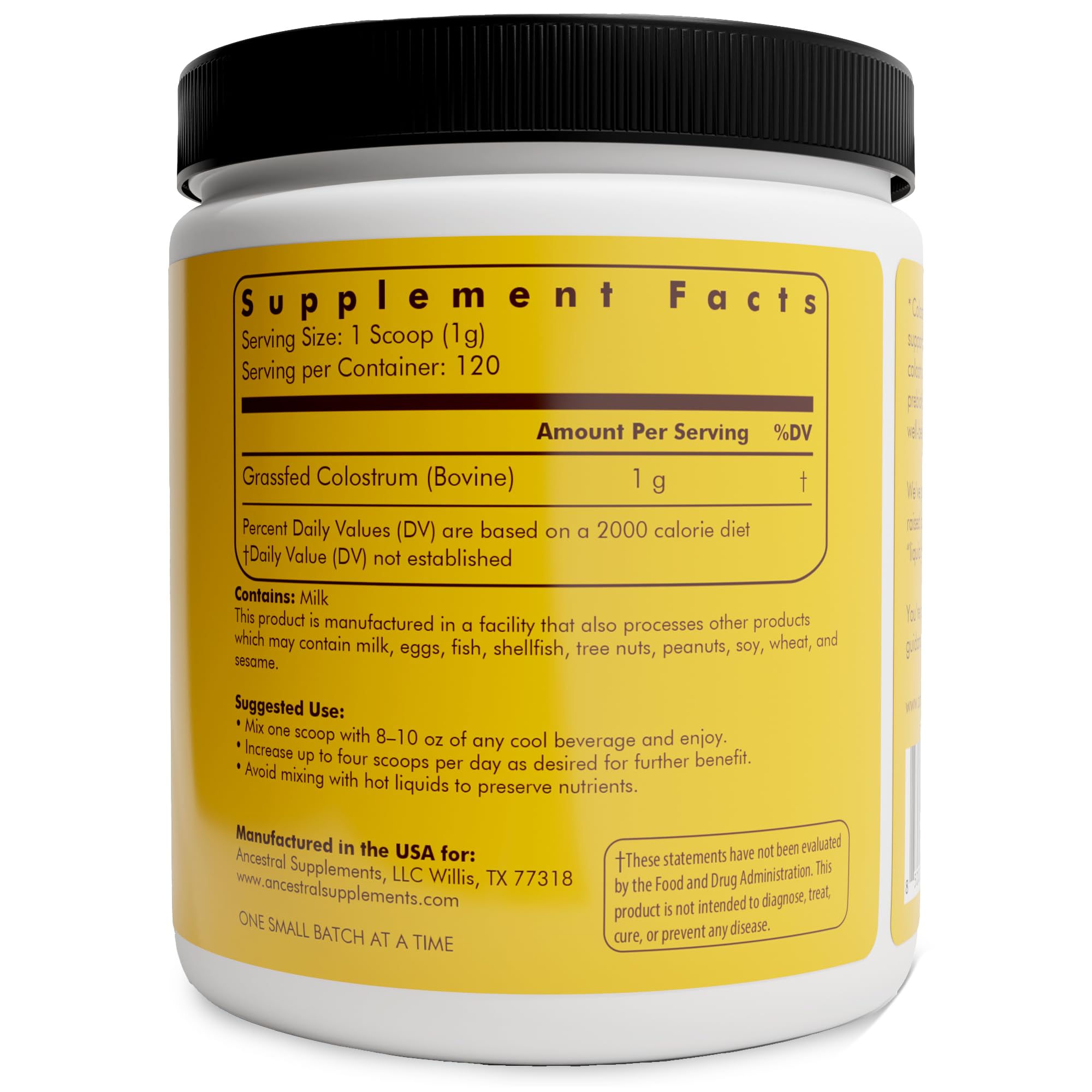 Ancestral Supplements textura del polvo liofilizado, alta concentración nutricional