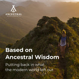 Ancestral Supplements frasco en mesa de cocina junto a alimentos naturales, integración diaria
